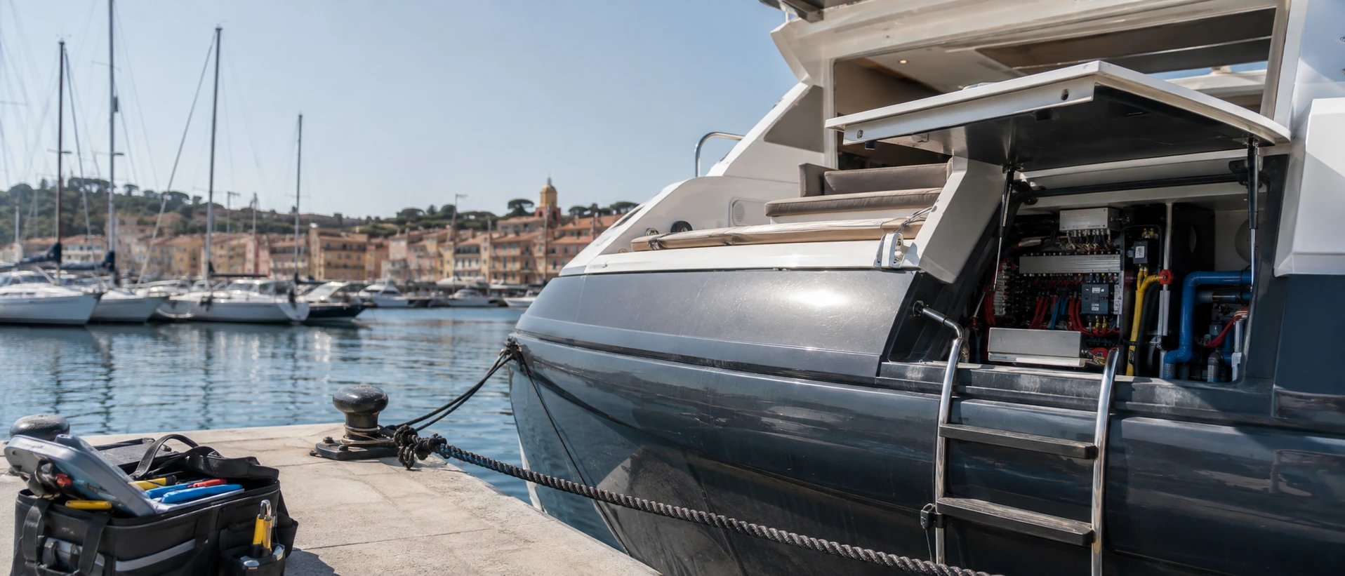 Installation électrique existante d'un bateau en cours de refit